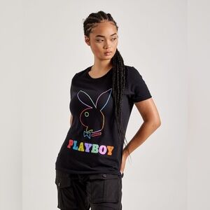 Women Merch Traffic Playboy Logo Tee Pink And Black Set Of 2 Size Medium